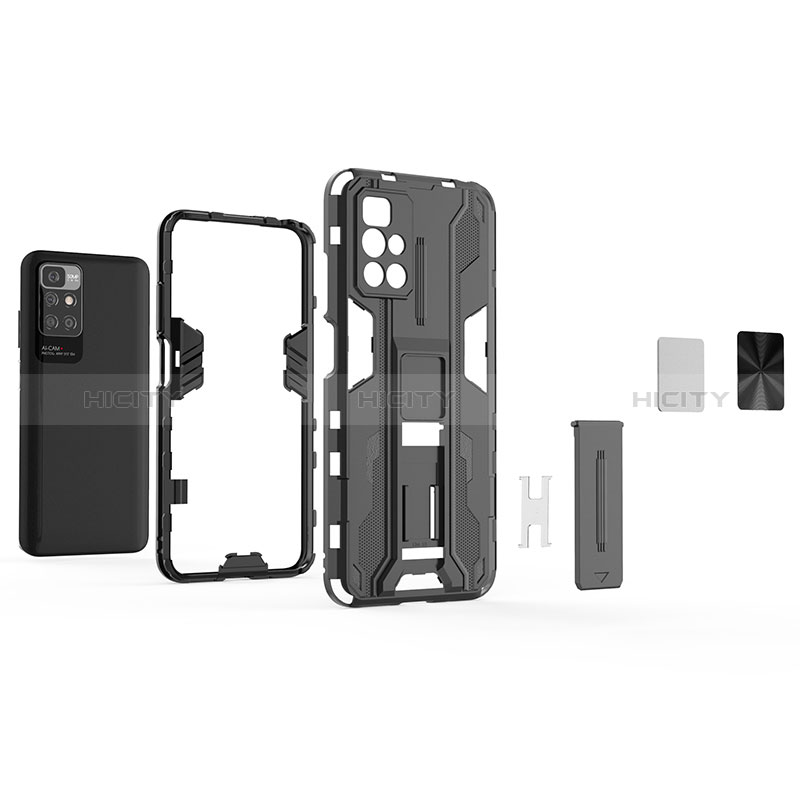 Custodia Silicone e Plastica Opaca Cover con Magnetico Supporto KC1 per Xiaomi Redmi 10 4G