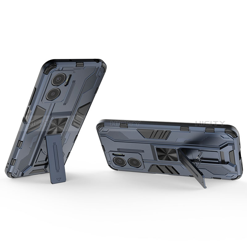 Custodia Silicone e Plastica Opaca Cover con Magnetico Supporto KC1 per Xiaomi Redmi 10 5G