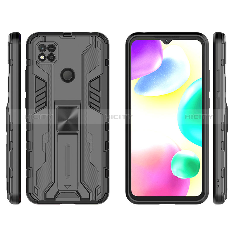 Custodia Silicone e Plastica Opaca Cover con Magnetico Supporto KC1 per Xiaomi Redmi 9C