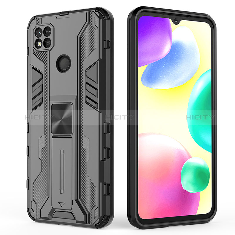 Custodia Silicone e Plastica Opaca Cover con Magnetico Supporto KC1 per Xiaomi Redmi 9C