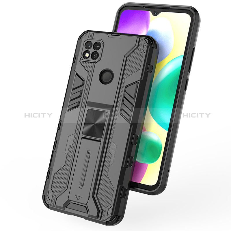 Custodia Silicone e Plastica Opaca Cover con Magnetico Supporto KC1 per Xiaomi Redmi 9C NFC