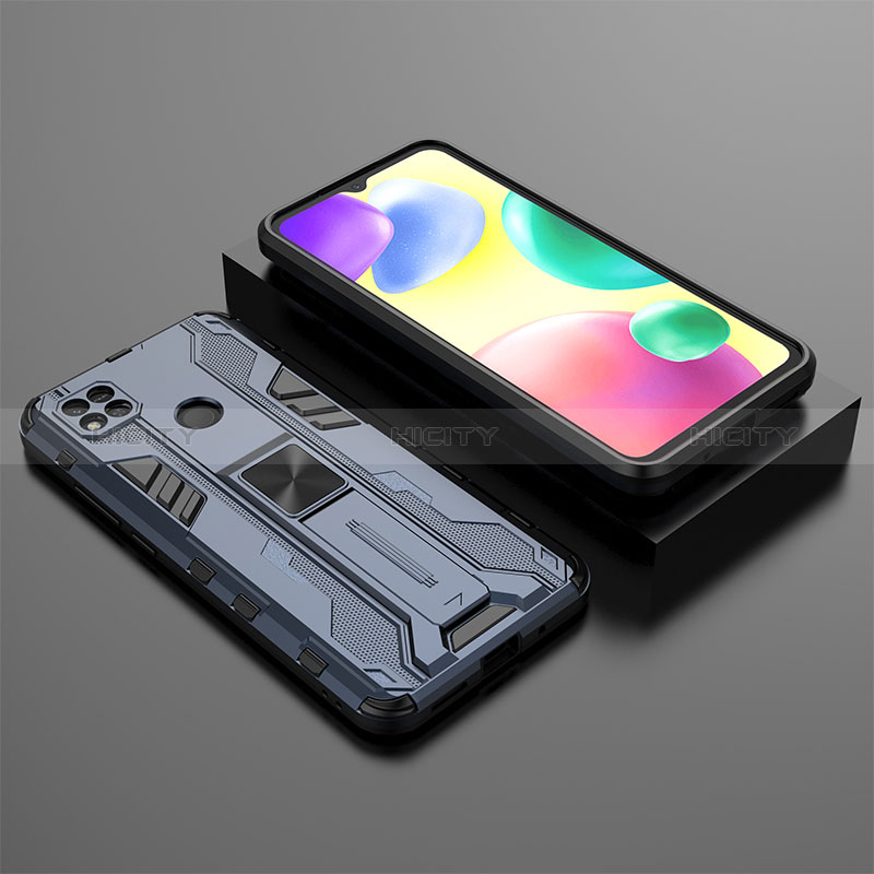 Custodia Silicone e Plastica Opaca Cover con Magnetico Supporto KC1 per Xiaomi Redmi 9C NFC