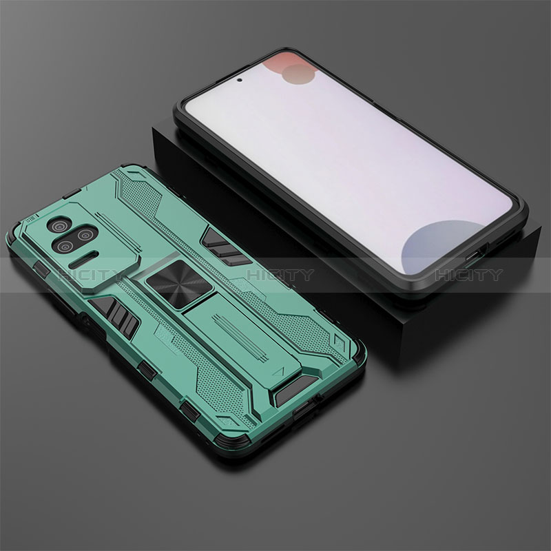 Custodia Silicone e Plastica Opaca Cover con Magnetico Supporto KC1 per Xiaomi Redmi K50 5G