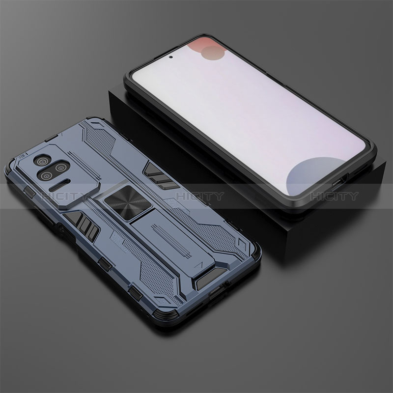 Custodia Silicone e Plastica Opaca Cover con Magnetico Supporto KC1 per Xiaomi Redmi K50 5G