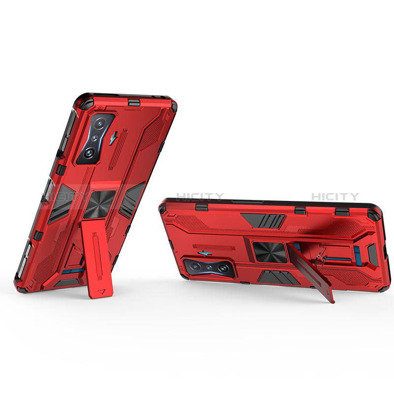 Custodia Silicone e Plastica Opaca Cover con Magnetico Supporto KC1 per Xiaomi Redmi K50 Gaming 5G