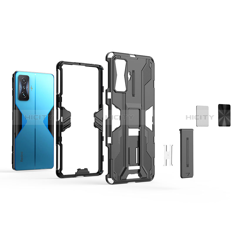 Custodia Silicone e Plastica Opaca Cover con Magnetico Supporto KC1 per Xiaomi Redmi K50 Gaming 5G