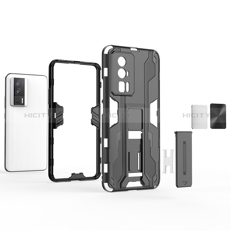 Custodia Silicone e Plastica Opaca Cover con Magnetico Supporto KC1 per Xiaomi Redmi K60 Pro 5G