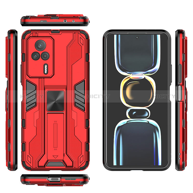 Custodia Silicone e Plastica Opaca Cover con Magnetico Supporto KC1 per Xiaomi Redmi K60E 5G