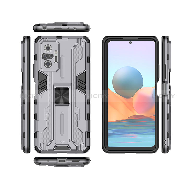 Custodia Silicone e Plastica Opaca Cover con Magnetico Supporto KC1 per Xiaomi Redmi Note 10 Pro 4G