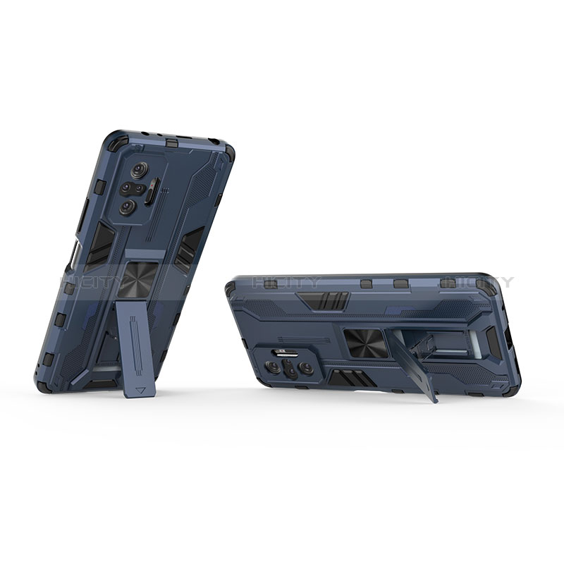 Custodia Silicone e Plastica Opaca Cover con Magnetico Supporto KC1 per Xiaomi Redmi Note 10 Pro 4G