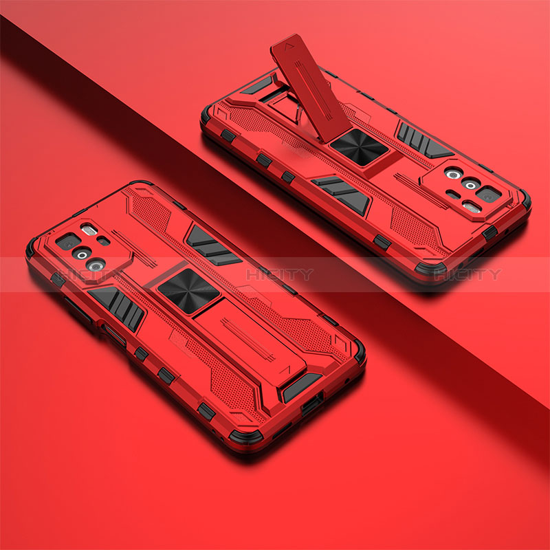 Custodia Silicone e Plastica Opaca Cover con Magnetico Supporto KC1 per Xiaomi Redmi Note 10 Pro 5G