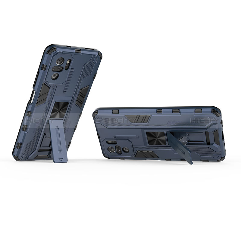 Custodia Silicone e Plastica Opaca Cover con Magnetico Supporto KC1 per Xiaomi Redmi Note 10S 4G