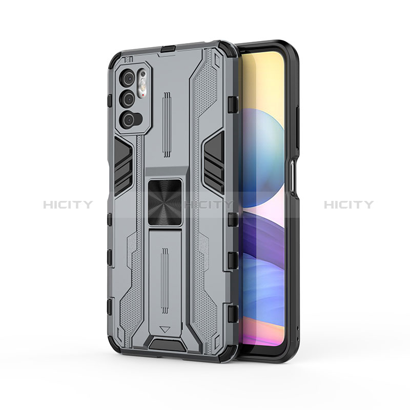 Custodia Silicone e Plastica Opaca Cover con Magnetico Supporto KC1 per Xiaomi Redmi Note 11 SE 5G Grigio