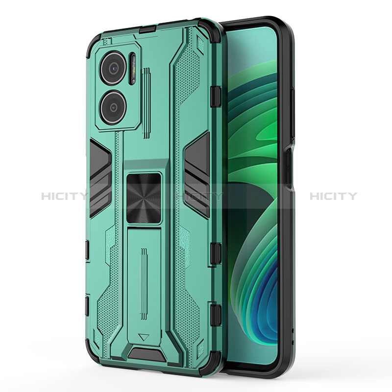 Custodia Silicone e Plastica Opaca Cover con Magnetico Supporto KC1 per Xiaomi Redmi Note 11E 5G Verde