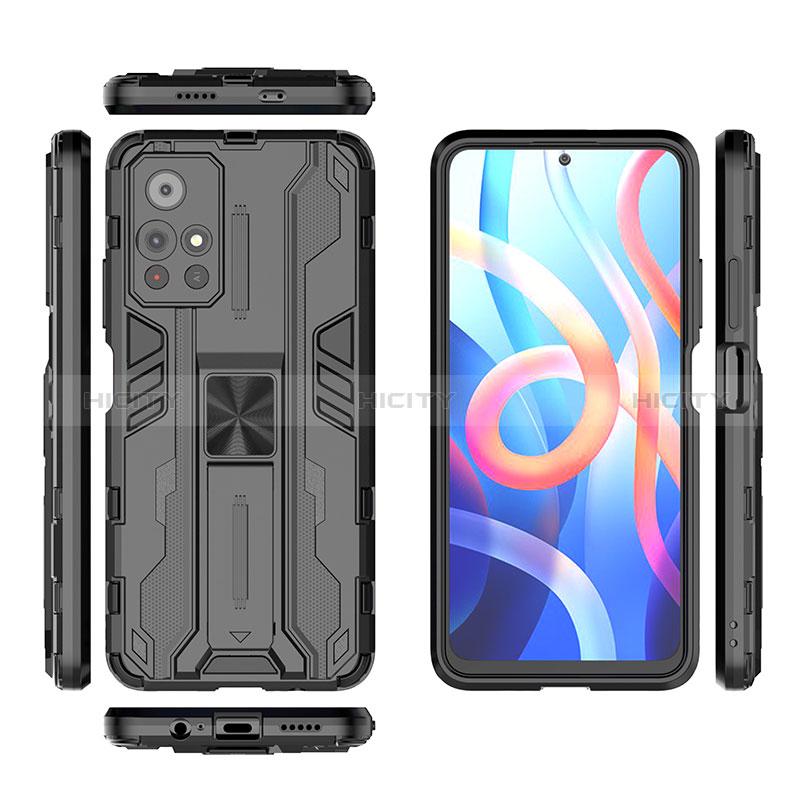 Custodia Silicone e Plastica Opaca Cover con Magnetico Supporto KC1 per Xiaomi Redmi Note 11T 5G