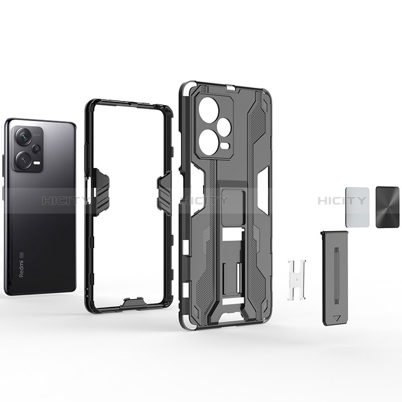 Custodia Silicone e Plastica Opaca Cover con Magnetico Supporto KC1 per Xiaomi Redmi Note 12 Explorer