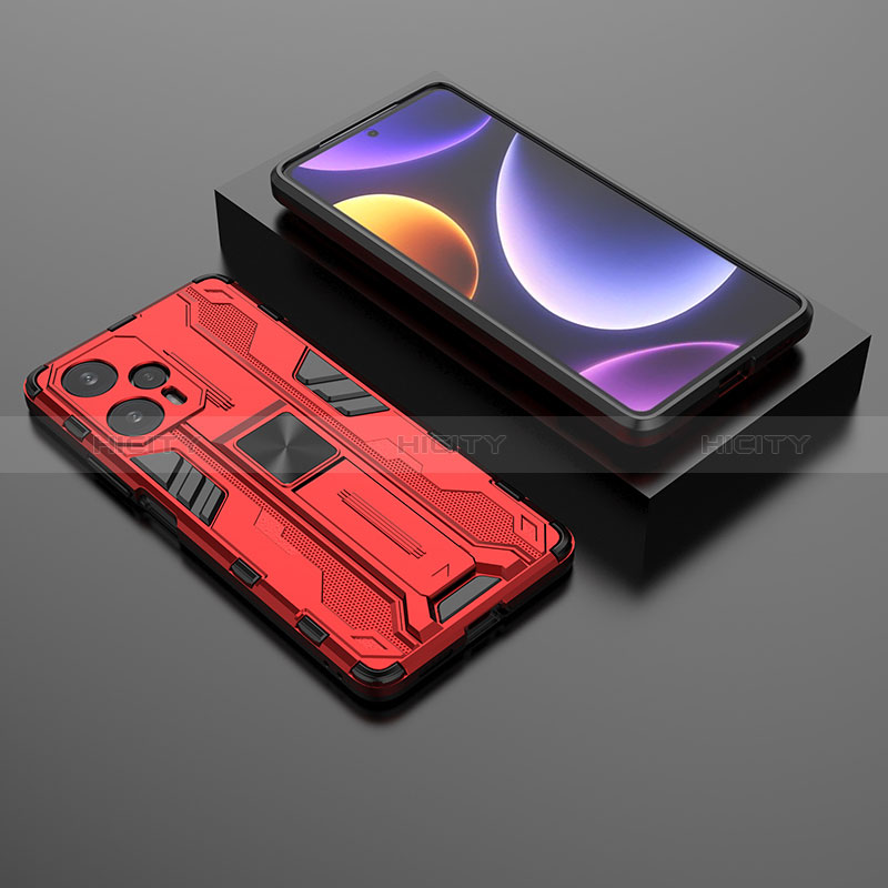 Custodia Silicone e Plastica Opaca Cover con Magnetico Supporto KC1 per Xiaomi Redmi Note 12 Turbo 5G