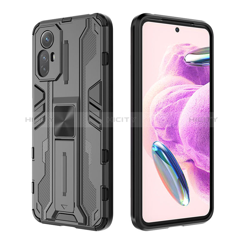 Custodia Silicone e Plastica Opaca Cover con Magnetico Supporto KC1 per Xiaomi Redmi Note 12S