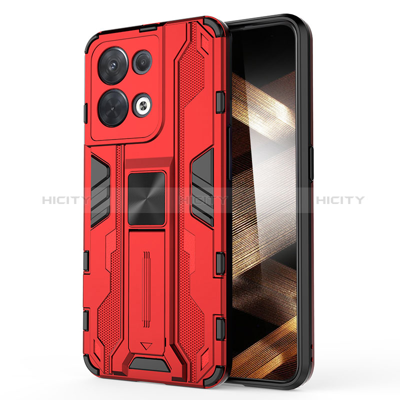 Custodia Silicone e Plastica Opaca Cover con Magnetico Supporto KC1 per Xiaomi Redmi Note 13 Pro 5G Rosso