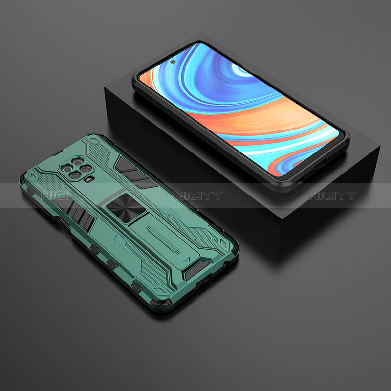 Custodia Silicone e Plastica Opaca Cover con Magnetico Supporto KC1 per Xiaomi Redmi Note 9 Pro Max