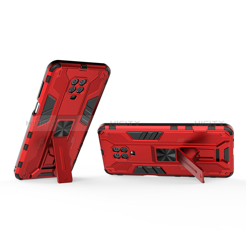 Custodia Silicone e Plastica Opaca Cover con Magnetico Supporto KC1 per Xiaomi Redmi Note 9 Pro Max