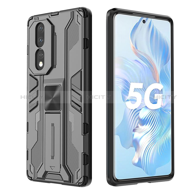 Custodia Silicone e Plastica Opaca Cover con Magnetico Supporto KC2 per Huawei Honor 80 5G