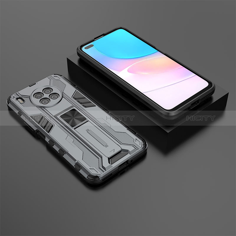 Custodia Silicone e Plastica Opaca Cover con Magnetico Supporto KC2 per Huawei Nova 8i Grigio