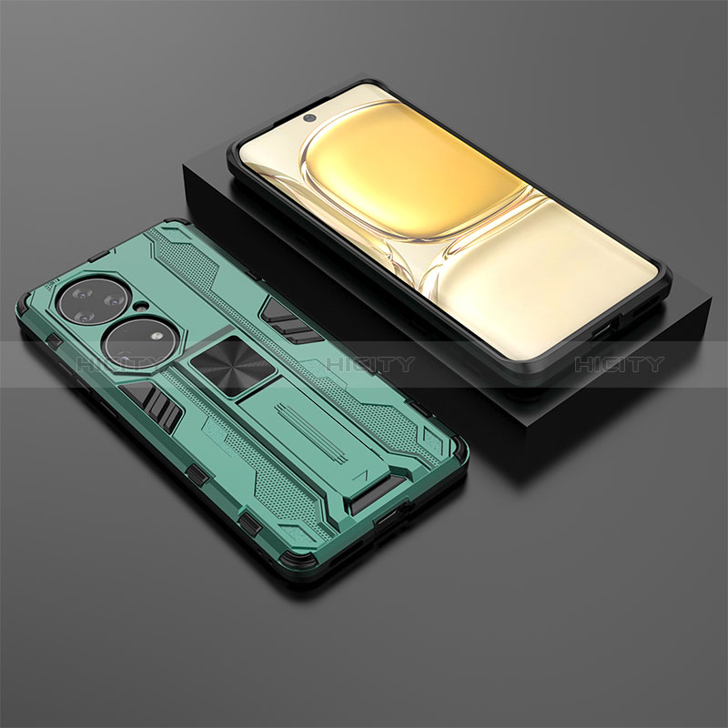 Custodia Silicone e Plastica Opaca Cover con Magnetico Supporto KC2 per Huawei P50