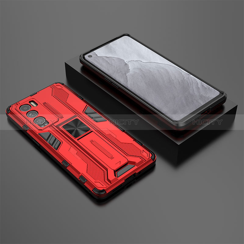 Custodia Silicone e Plastica Opaca Cover con Magnetico Supporto KC2 per Realme GT Master Explorer 5G Rosso