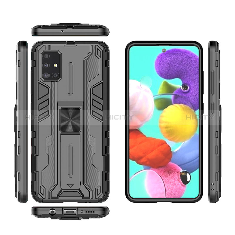 Custodia Silicone e Plastica Opaca Cover con Magnetico Supporto KC2 per Samsung Galaxy A51 4G