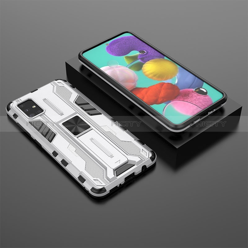 Custodia Silicone e Plastica Opaca Cover con Magnetico Supporto KC2 per Samsung Galaxy A51 4G