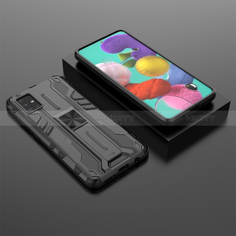 Custodia Silicone e Plastica Opaca Cover con Magnetico Supporto KC2 per Samsung Galaxy A51 5G