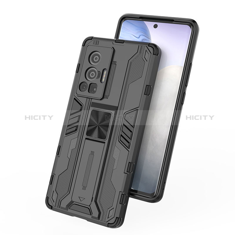 Custodia Silicone e Plastica Opaca Cover con Magnetico Supporto KC2 per Vivo X70 Pro 5G