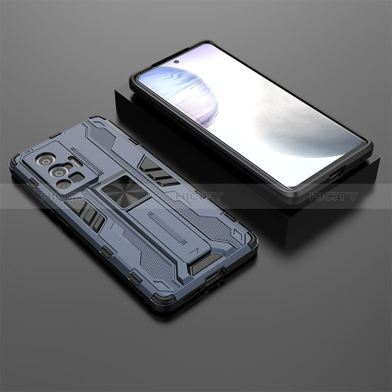 Custodia Silicone e Plastica Opaca Cover con Magnetico Supporto KC2 per Vivo X70 Pro 5G