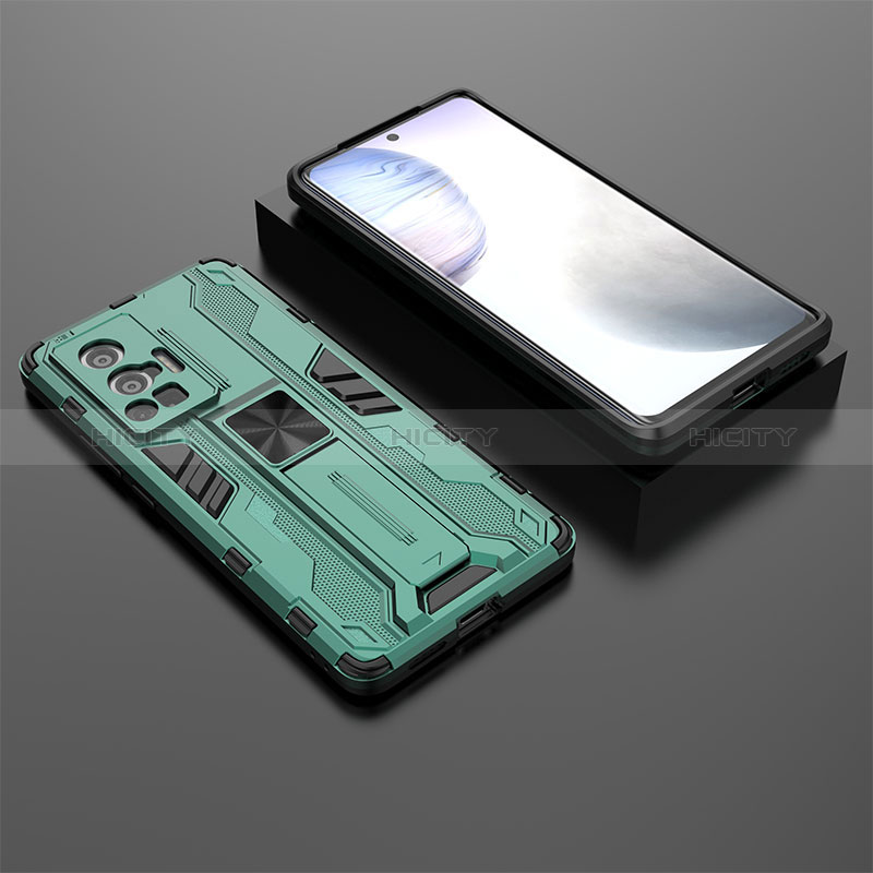 Custodia Silicone e Plastica Opaca Cover con Magnetico Supporto KC2 per Vivo X70 Pro 5G