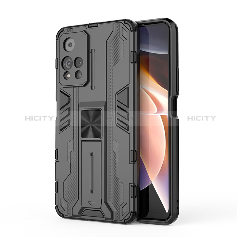 Custodia Silicone e Plastica Opaca Cover con Magnetico Supporto KC2 per Xiaomi Mi 11i 5G (2022) Nero