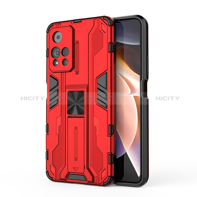 Custodia Silicone e Plastica Opaca Cover con Magnetico Supporto KC2 per Xiaomi Mi 11i 5G (2022) Rosso