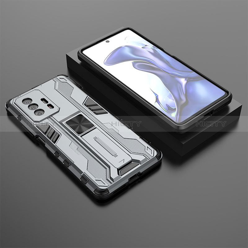 Custodia Silicone e Plastica Opaca Cover con Magnetico Supporto KC2 per Xiaomi Mi 11T 5G Grigio