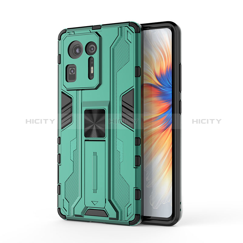 Custodia Silicone e Plastica Opaca Cover con Magnetico Supporto KC2 per Xiaomi Mi Mix 4 5G Verde