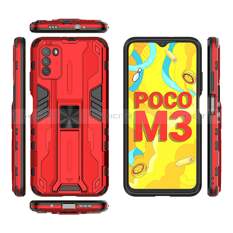 Custodia Silicone e Plastica Opaca Cover con Magnetico Supporto KC2 per Xiaomi Poco M3