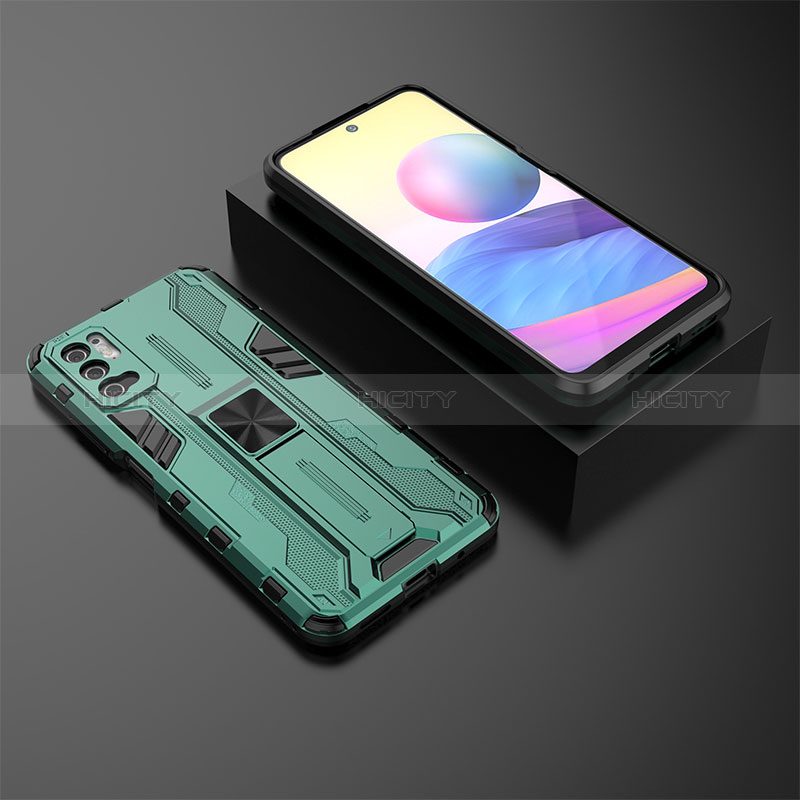 Custodia Silicone e Plastica Opaca Cover con Magnetico Supporto KC2 per Xiaomi POCO M3 Pro 5G