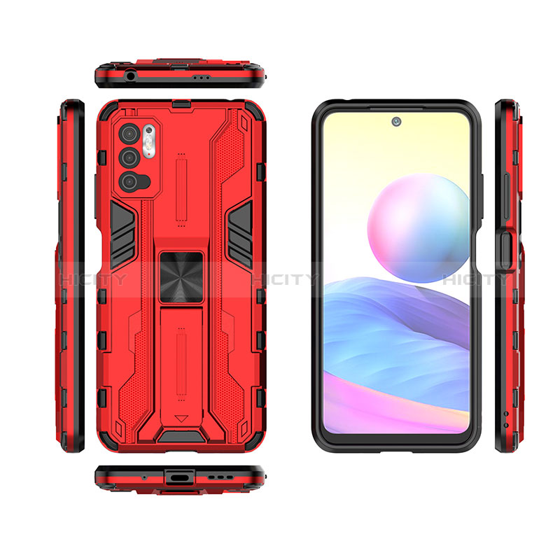 Custodia Silicone e Plastica Opaca Cover con Magnetico Supporto KC2 per Xiaomi POCO M3 Pro 5G