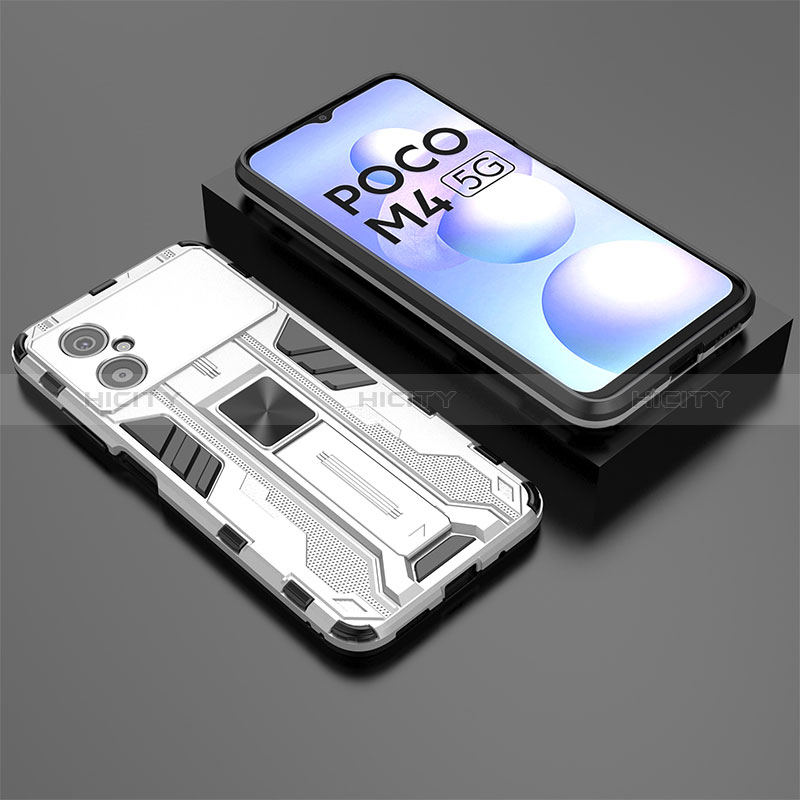 Custodia Silicone e Plastica Opaca Cover con Magnetico Supporto KC2 per Xiaomi Poco M4 5G