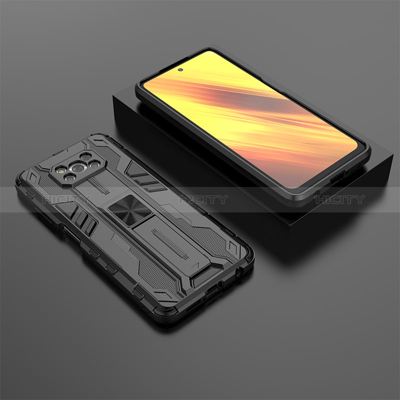 Custodia Silicone e Plastica Opaca Cover con Magnetico Supporto KC2 per Xiaomi Poco X3 Pro