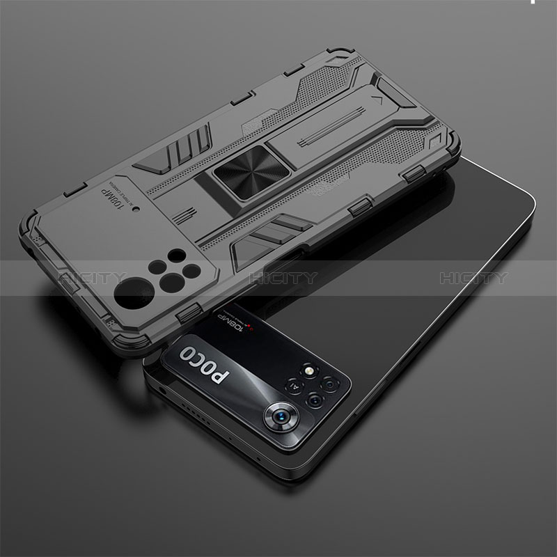 Custodia Silicone e Plastica Opaca Cover con Magnetico Supporto KC2 per Xiaomi Poco X4 Pro 5G