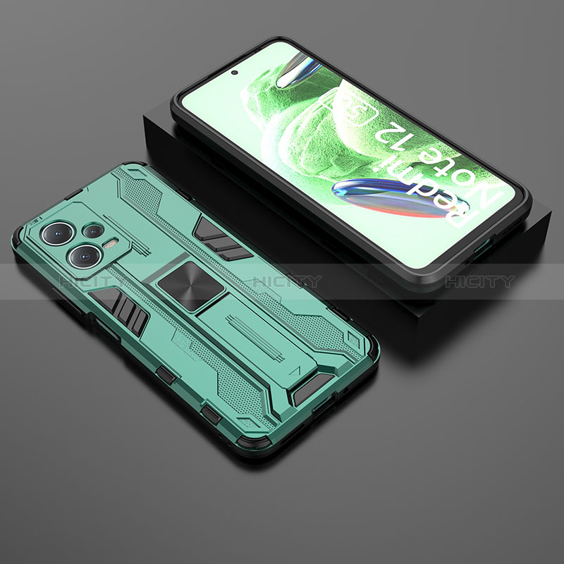 Custodia Silicone e Plastica Opaca Cover con Magnetico Supporto KC2 per Xiaomi Poco X5 5G