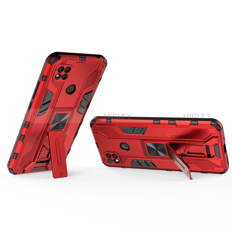 Custodia Silicone e Plastica Opaca Cover con Magnetico Supporto KC2 per Xiaomi Redmi 9 Activ