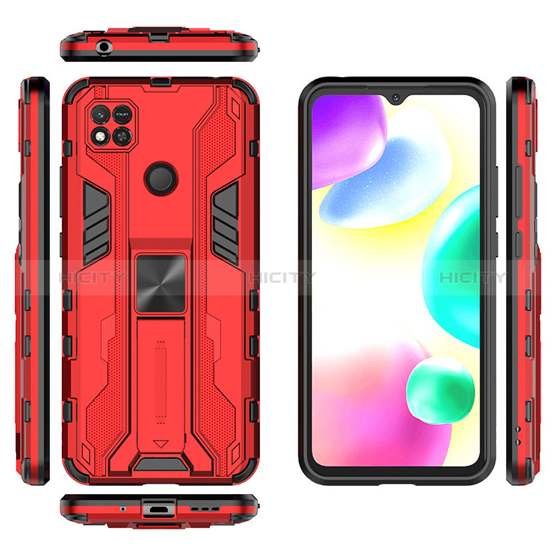 Custodia Silicone e Plastica Opaca Cover con Magnetico Supporto KC2 per Xiaomi Redmi 9C