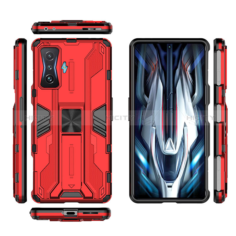 Custodia Silicone e Plastica Opaca Cover con Magnetico Supporto KC2 per Xiaomi Redmi K50 Gaming 5G