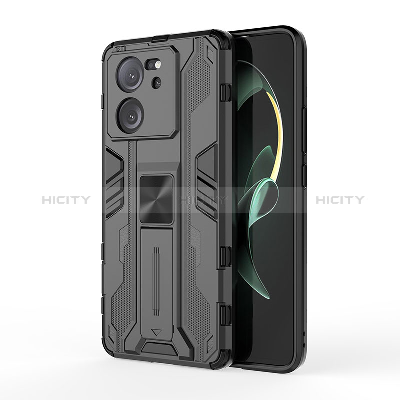 Custodia Silicone e Plastica Opaca Cover con Magnetico Supporto KC2 per Xiaomi Redmi K60 Ultra 5G Nero